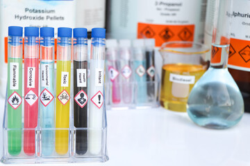 chemical and symbol in test tube , chemical used in laboratory