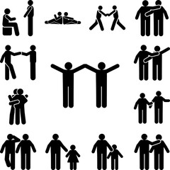 Boys happy friend icon in a collection with other items