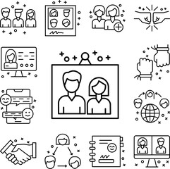 Obraz premium Photo premium friend girl man icon in a collection with other items