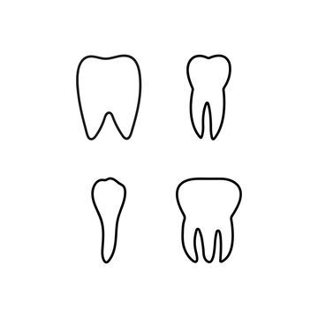 Teeth line icons. Medical tooth symbol illustration. Vector illustration.