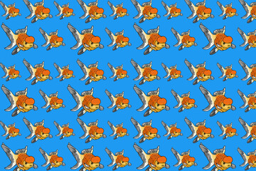 pattern design with goldfish illustration theme