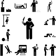 Cut himself suicidal killing wrist icon in a collection with other items