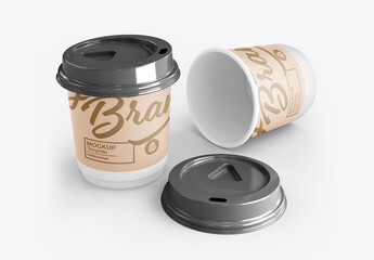 Paper Cup with Coffee Mockup