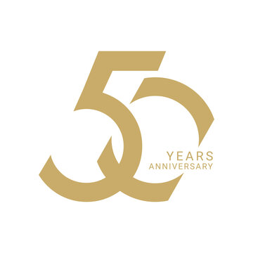 50 Year Anniversary Logo, Golden Color, Vector Template Design element for birthday, invitation, wedding, jubilee and greeting card illustration.