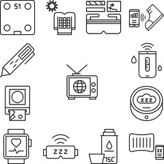 Gadget, television icon in a collection with other items