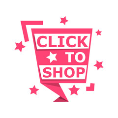 Phrase Click to Shop, vector illustration