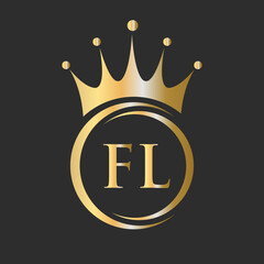 Letter FL Crown Logo. Royal Crown Logo for Spa, Yoga, Beauty, Fashion, Star, Elegant, Luxury Sign