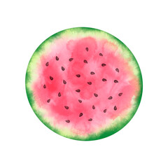 Watermelon slice is hand-drawn in watercolor, perfect for postcards, invitations, menu design.