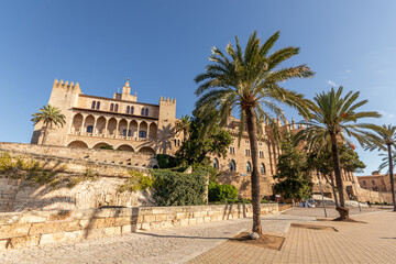 Palma de Mallorca, Spain. The Palau Reial de l'Almudaina (Royal Palace of La Almudaina), an alcazar...