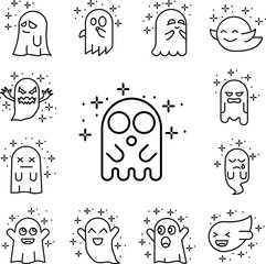 Ghost astonishment icon in a collection with other items