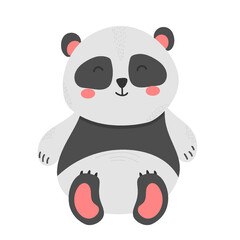 Stylized Giant panda full body drawing. Simple panda bear icon or logo design. Black and white vector illustration