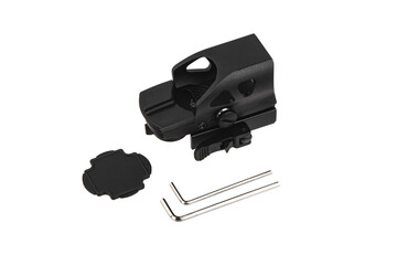 Modern optical collimator sight. Aiming device for shooting at short distances. Isolate on a white back.