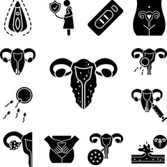 Uterine adenomyosis icon in a collection with other items