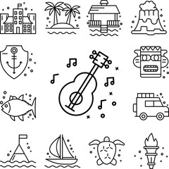 Obraz premium Ukelele music instrument icon in a collection with other items