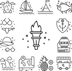 Fototapeta premium Torch cultures sports icon in a collection with other items