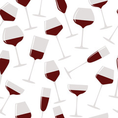 Wine seamless pattern. Glasses. Vector illustration with alcohol drinks concept. Isolated on background