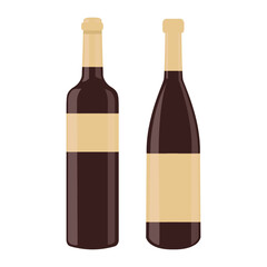 Wine bottles set. Vector illustration with alcohol drinks concept. Isolated on white background