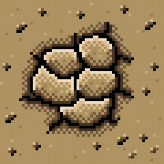 Crack soil pixel art. Vector illustration.