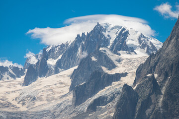 Fototapeta na wymiar The Mont Blanc du Tacul and Mont Blanc massif.