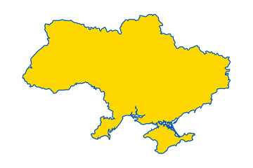 Silhouette of Ukraine country map. Highly detailed editable map of Ukraine territory borders with Crimea. Political or geographical design element vector illustration on white background