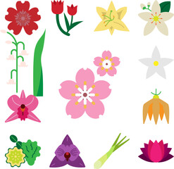 Herb, sakura icon in a collection with other items