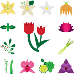 Herb, tulip icon in a collection with other items
