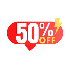 50% flash offer, super red discount icon, Vector illustration, Fifty 