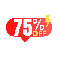 75% flash offer, super red discount icon, Vector illustration, Seventy-five 