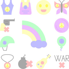 Rainbow, cloud icon in a collection with other items