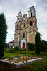 Fototapeta na wymiar Church of the Transfiguration of the Lord in Germanovichi, Belarus. A monument of architecture in the style of the Vilna Baroque.