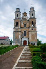 Fototapeta na wymiar Church of the Transfiguration of the Lord in Germanovichi, Belarus. A monument of architecture in the style of the Vilna Baroque.