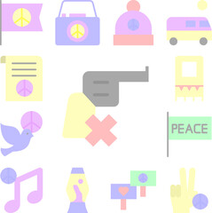 Fototapeta premium Revolver, prohibit icon in a collection with other items