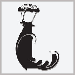 Beautiful Black flower capital alphabet letters.