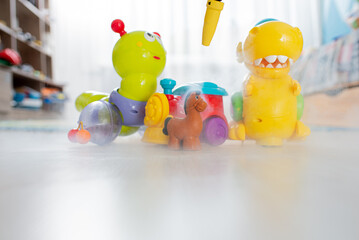 Steam cleaning toys. Cleaning in the children's room. Washing toys.