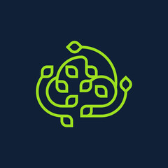 Eco cloud logo template. Green cloud and leaf vector design. Ecology business cloud logotype