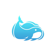 modern whale cloud technology logo design template