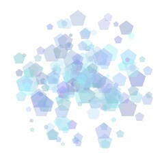 Blue abstract pentagons, random background.