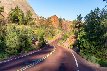 Scenic Road in American Mountain Landscape.