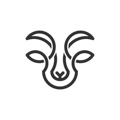 Animal luxury logo goat head, line art, simple and modern icons, design templates