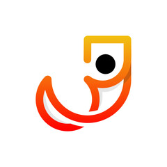 People logo with abstract J letter design logo design template. vector logo. People icons.