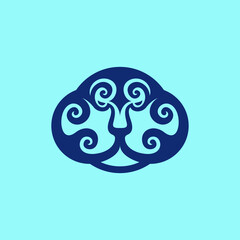 Lion leo Cloud logo design template. Flat style design, logo design template. vector logo. Cloud icons.