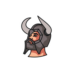Outline Nordic Head Face with Viking Helmet for Esports Logo design