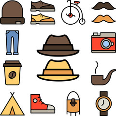 Hat, clothes icon in a collection with other items
