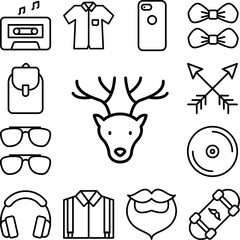 Deer, animal icon in a collection with other items