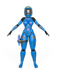 coolest astronaut girl in white background