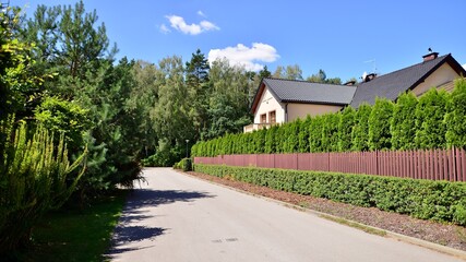 Area with  family houses in green district