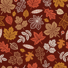 Vector fall seamless pattern. Background for fabric, wallpaper and wrapping paper