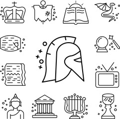 Fototapeta premium Spartan war helmet icon in a collection with other items