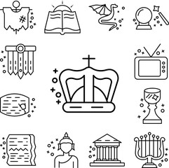 Fototapeta premium Crown king queen icon in a collection with other items