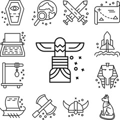Totem architecture culture icon in a collection with other items